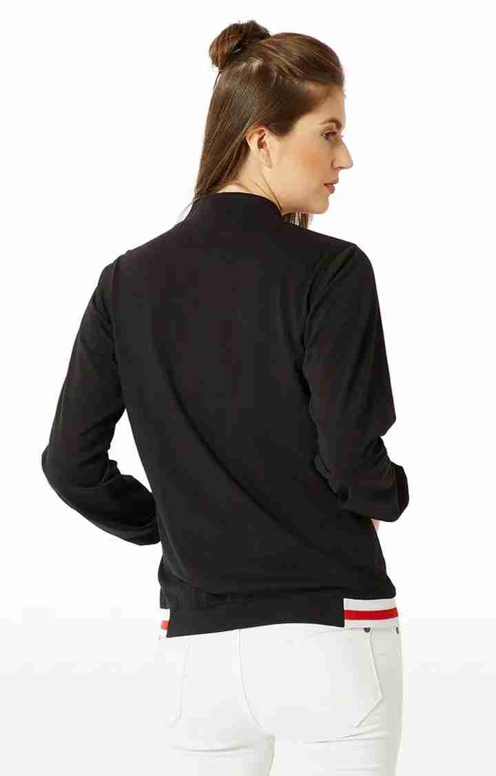 Women's Black Cotton SolidCasualwear Western Jackets