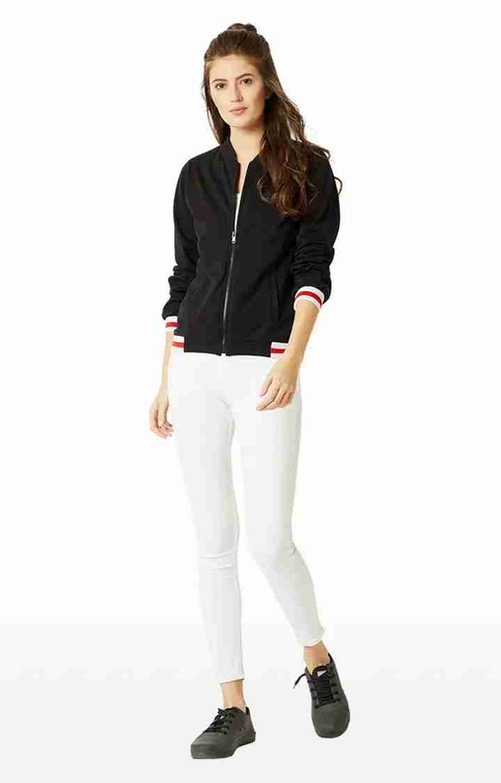 Women's Black Cotton SolidCasualwear Western Jackets