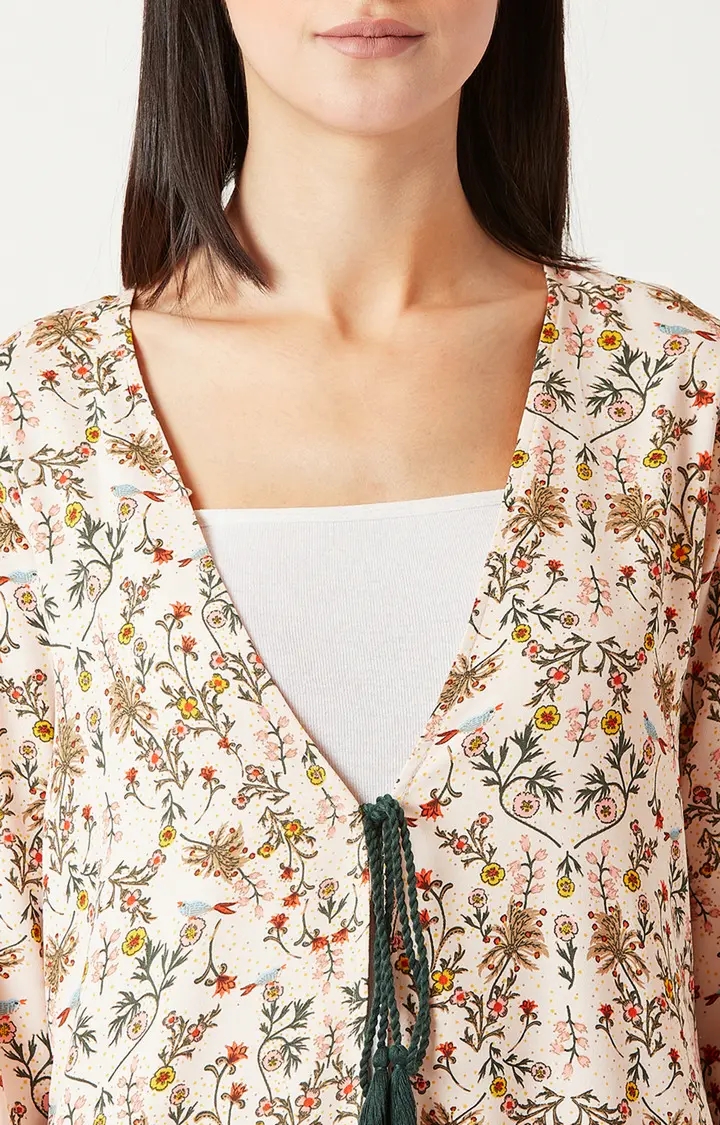 Women's Multi Crepe FloralCasualwear Front Open Jackets