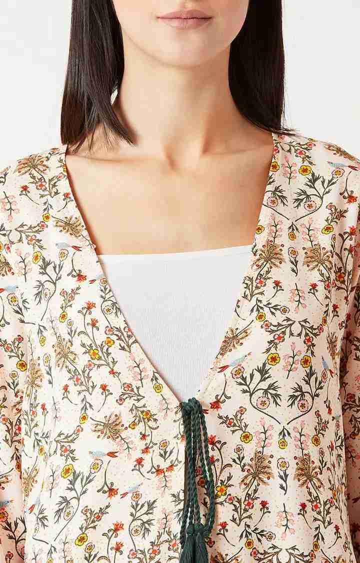 Women's Multi Crepe FloralCasualwear Front Open Jackets