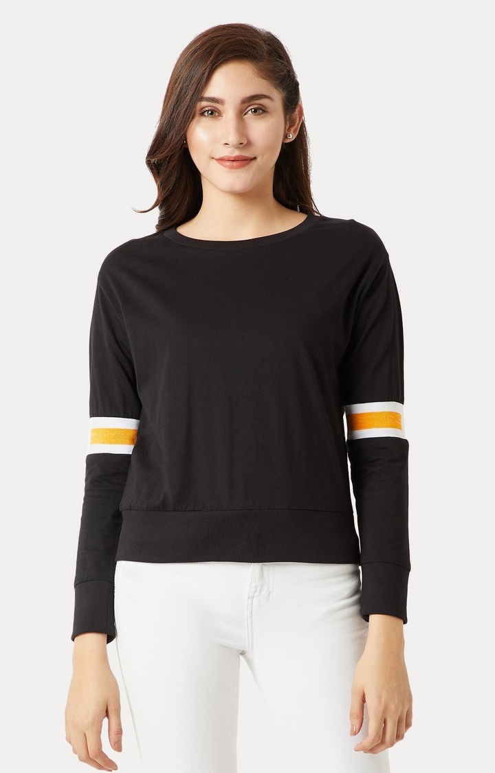 MISS CHASE | Women's Black Solid Sweatshirts 0