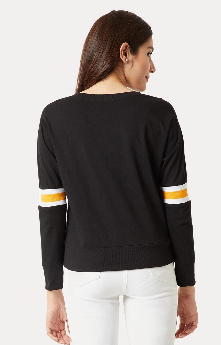 MISS CHASE | Women's Black Solid Sweatshirts 3