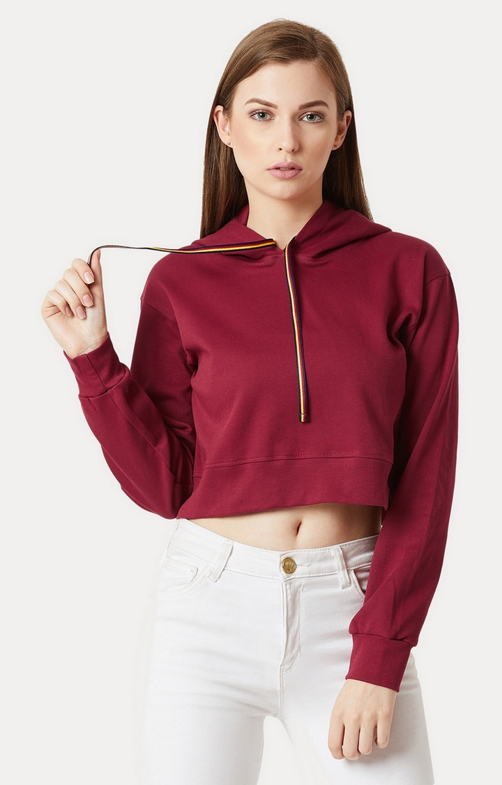 MISS CHASE | Women's Red Solid Hoodies