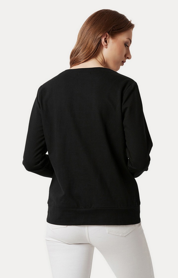 Women's Black Cotton SolidCasualwear Sweatshirts