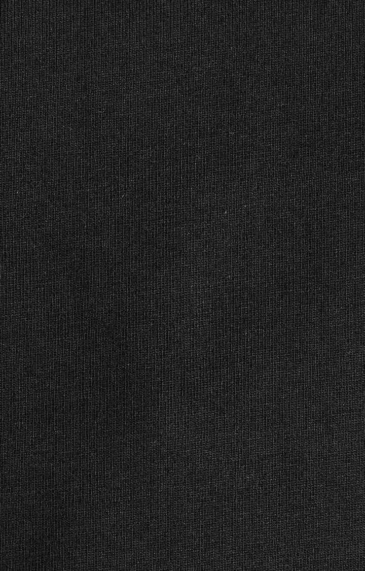 Women's Black Cotton SolidStreetwear Sweatshirts