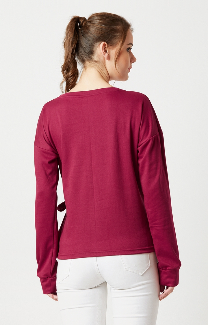 MISS CHASE | Women's Red Solid Regular T-Shirts 3