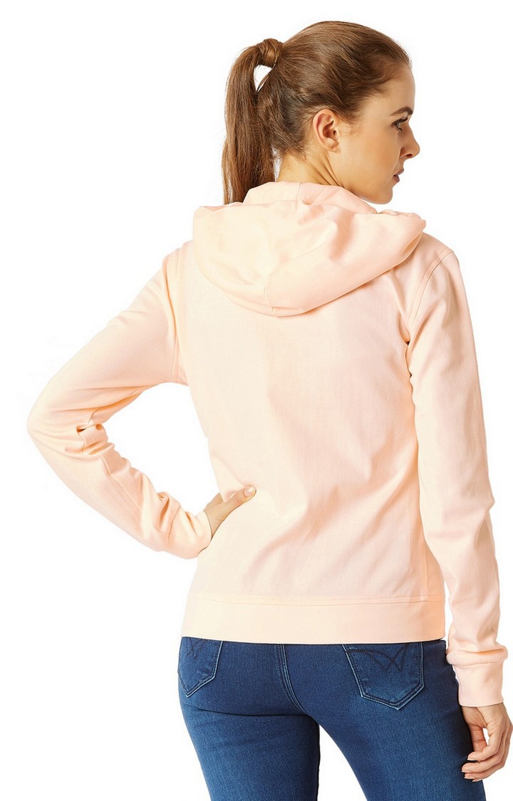 Women's Pink Cotton SolidCasualwear Hoodies