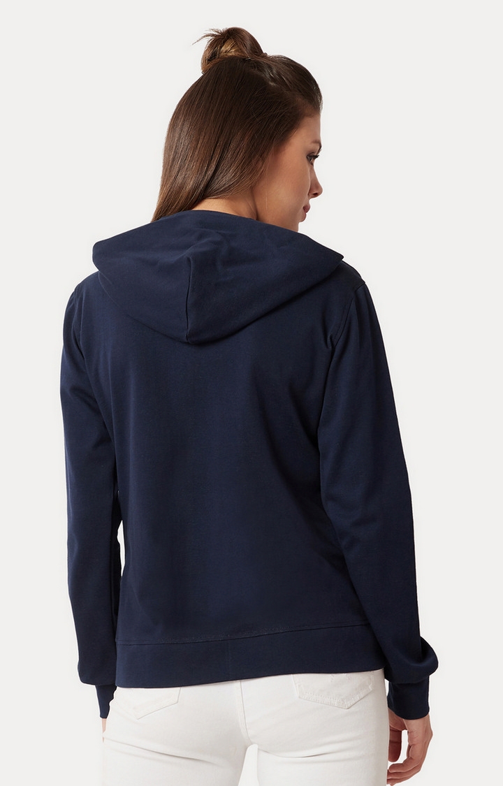 MISS CHASE | Women's Blue Solid Hoodies 3