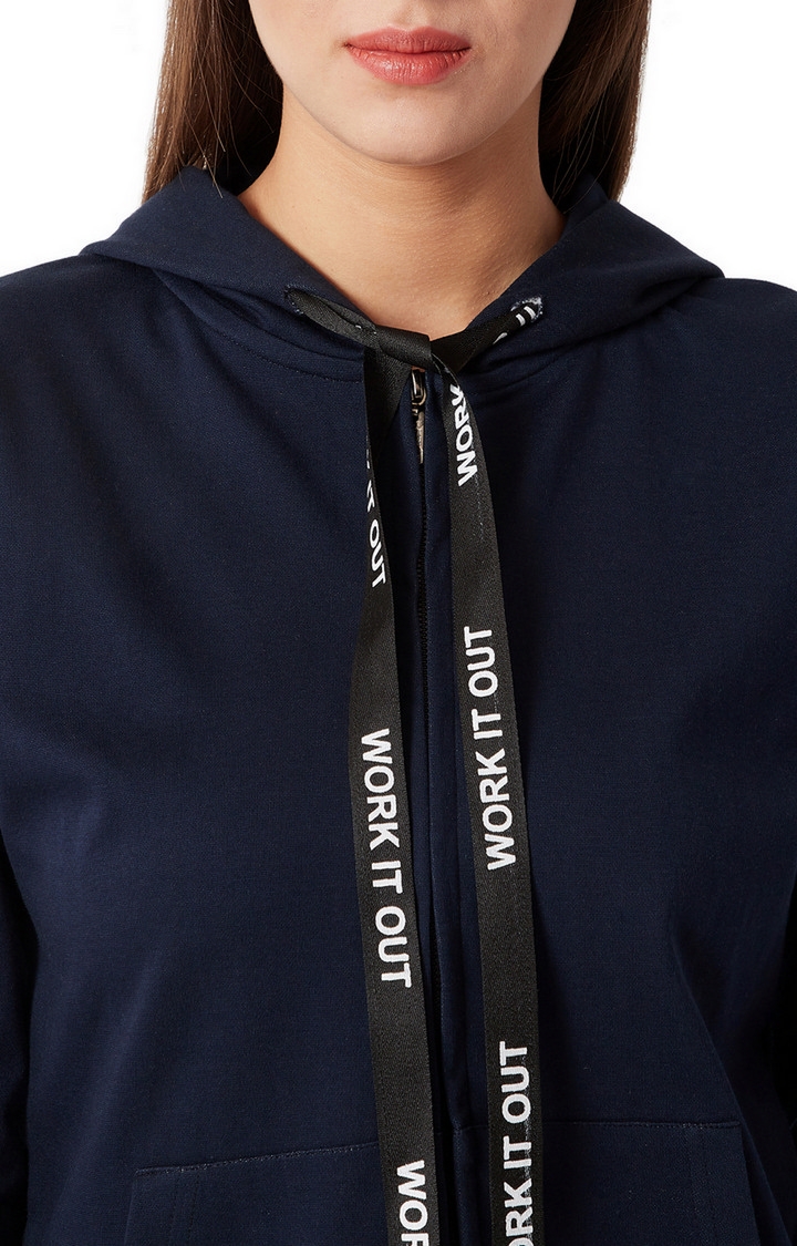 MISS CHASE | Women's Blue Solid Hoodies 4