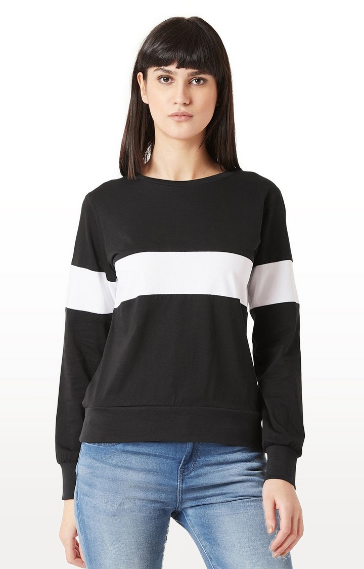 MISS CHASE | Women's Black Others SolidCasualwear Sweatshirts