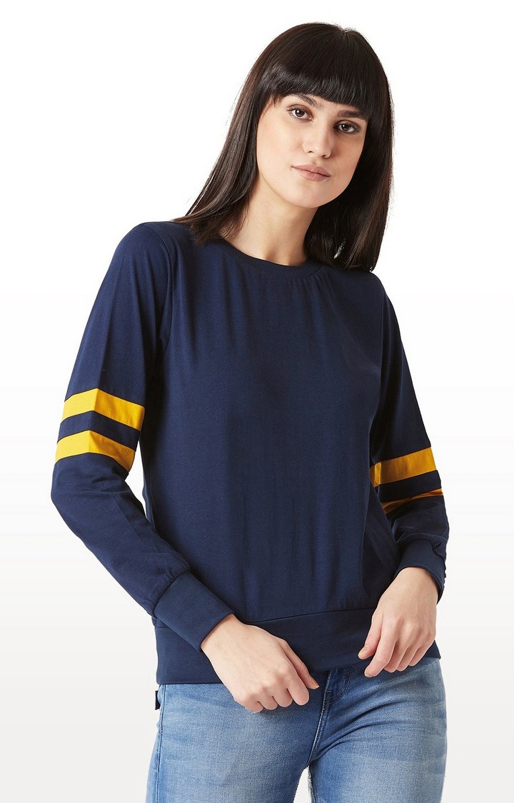MISS CHASE | Women's Blue Others SolidCasualwear Sweatshirts