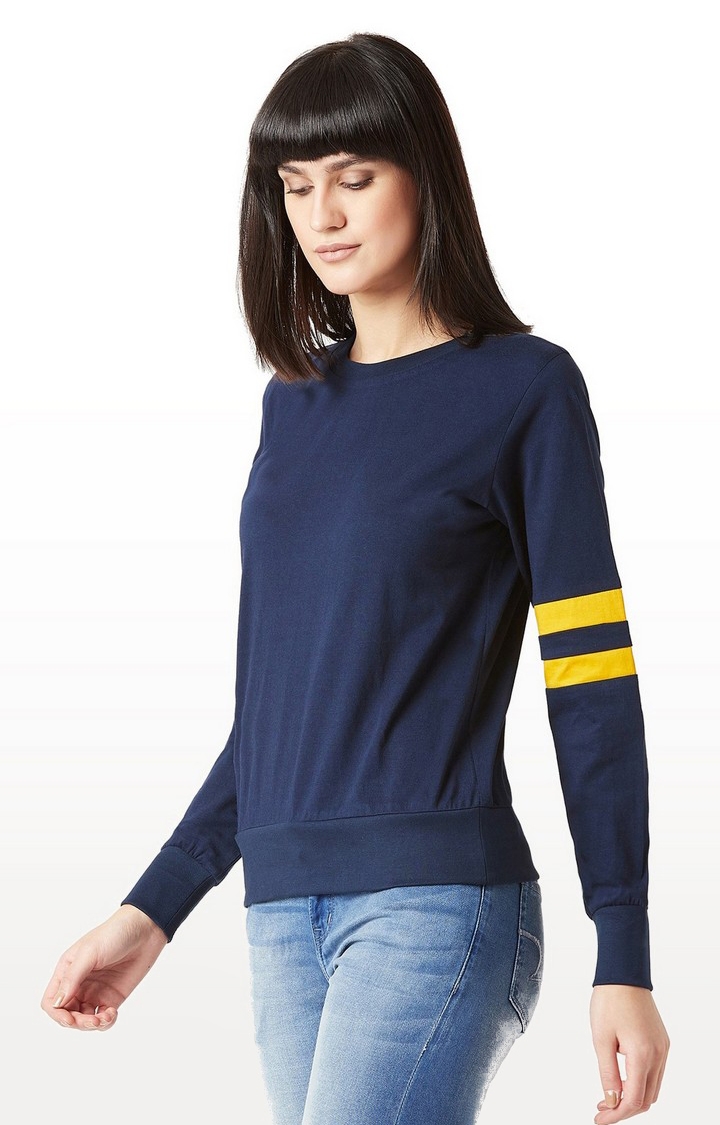 Women's Blue Others SolidCasualwear Sweatshirts