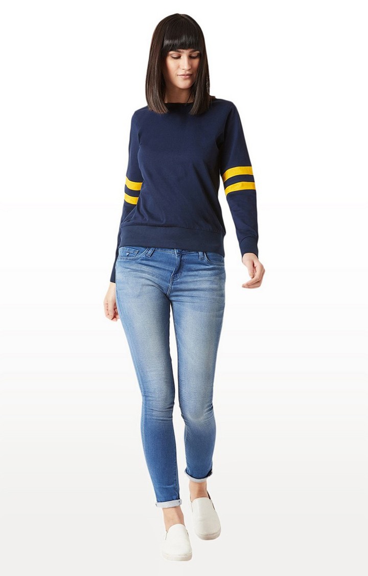 Women's Blue Others SolidCasualwear Sweatshirts