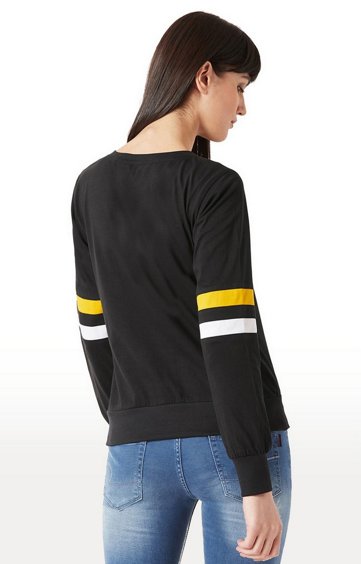 Women's Black Cotton SolidCasualwear Sweatshirts