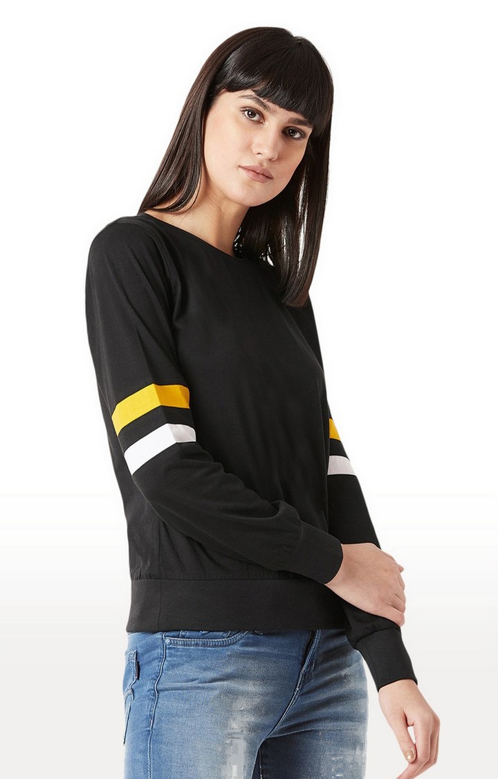 Women's Black Cotton SolidCasualwear Sweatshirts
