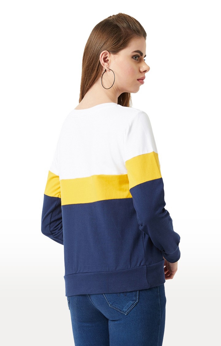 Women's Blue Cotton StripedCasualwear Sweatshirts
