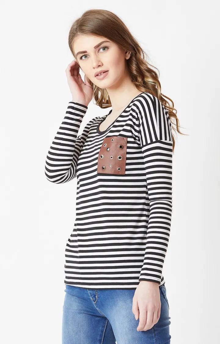 MISS CHASE | Women's Black Striped Tops 2