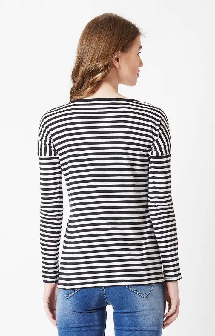 MISS CHASE | Women's Black Striped Tops 3