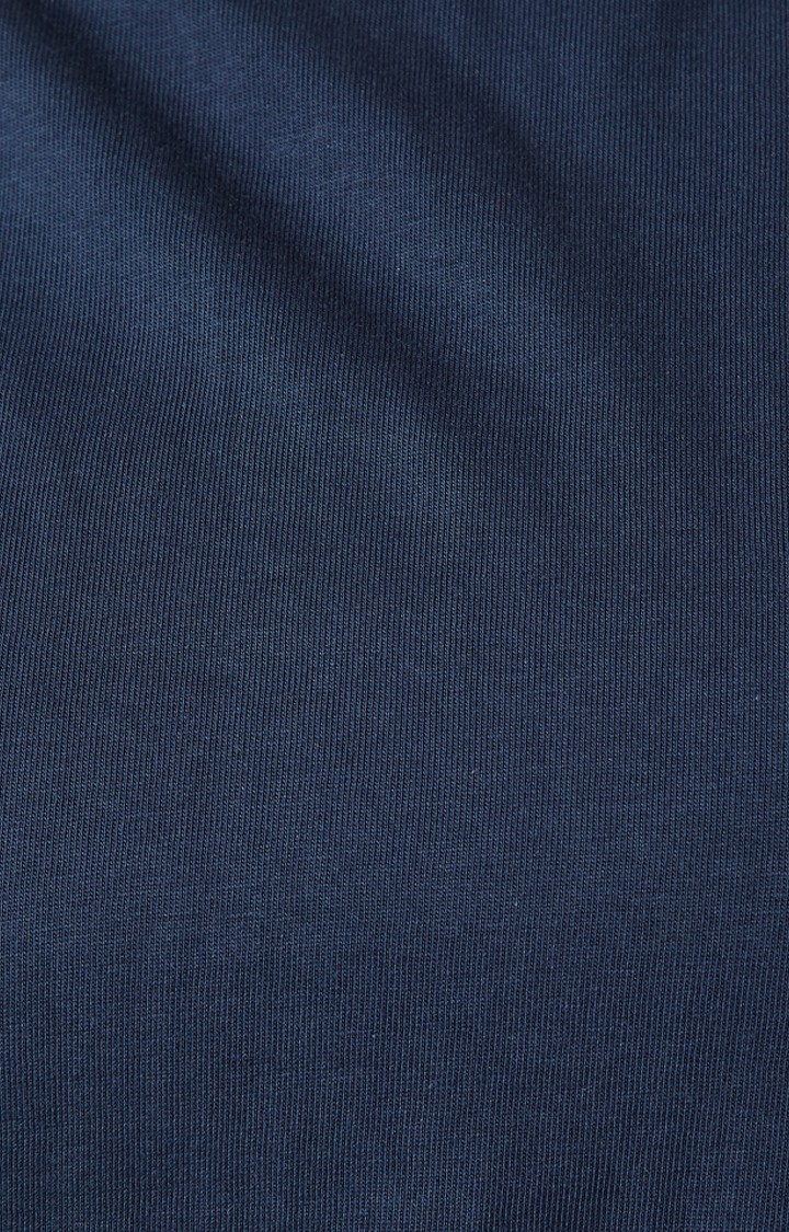 Women's Blue Cotton SolidCasualwear Crop T-Shirts