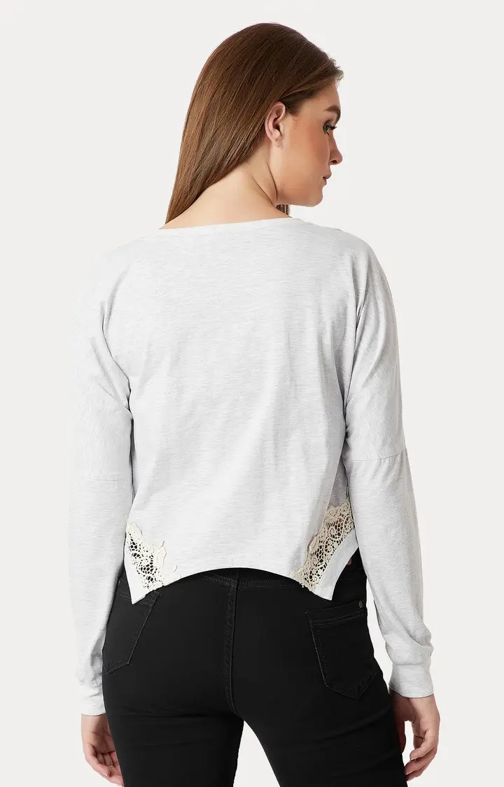 Women's Grey Cotton MelangeCasualwear Crop Top