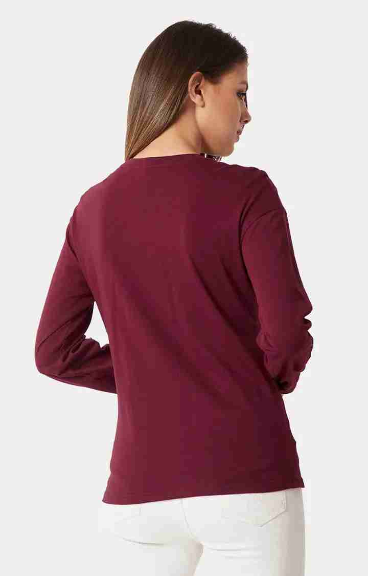 Women's Red Cotton SolidCasualwear Regular T-Shirts