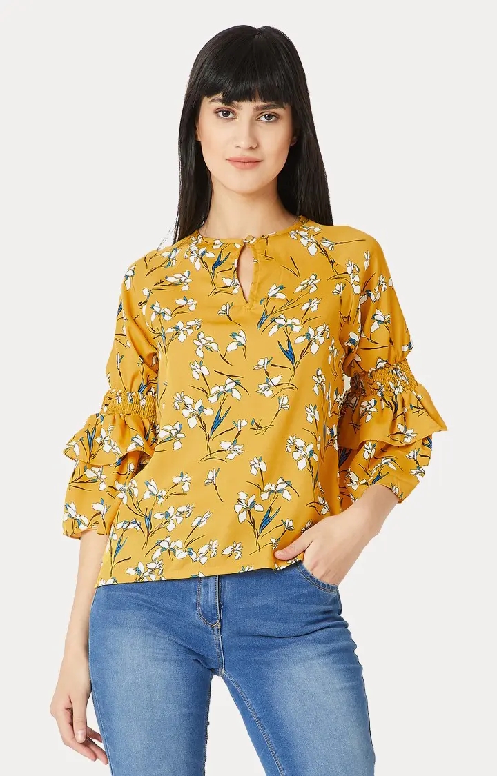 MISS CHASE | Women's Yellow Printed Tops