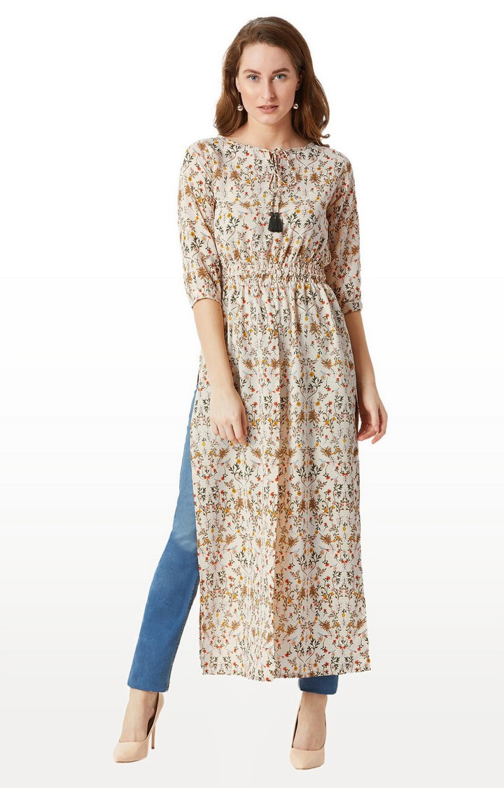 MISS CHASE | Women's Beige Floral Maxi Top