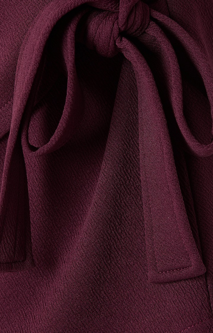 Women's Red Polyester SolidCasualwear Tops