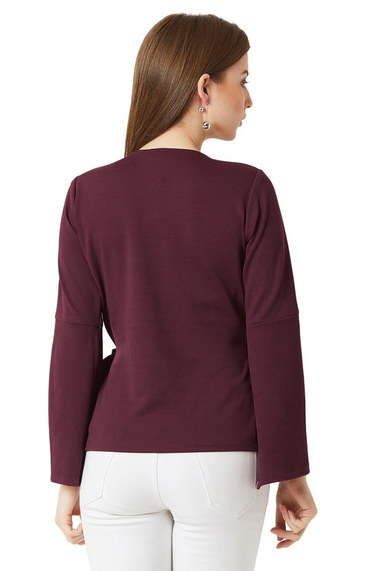 Women's Red Polyester SolidCasualwear Tops