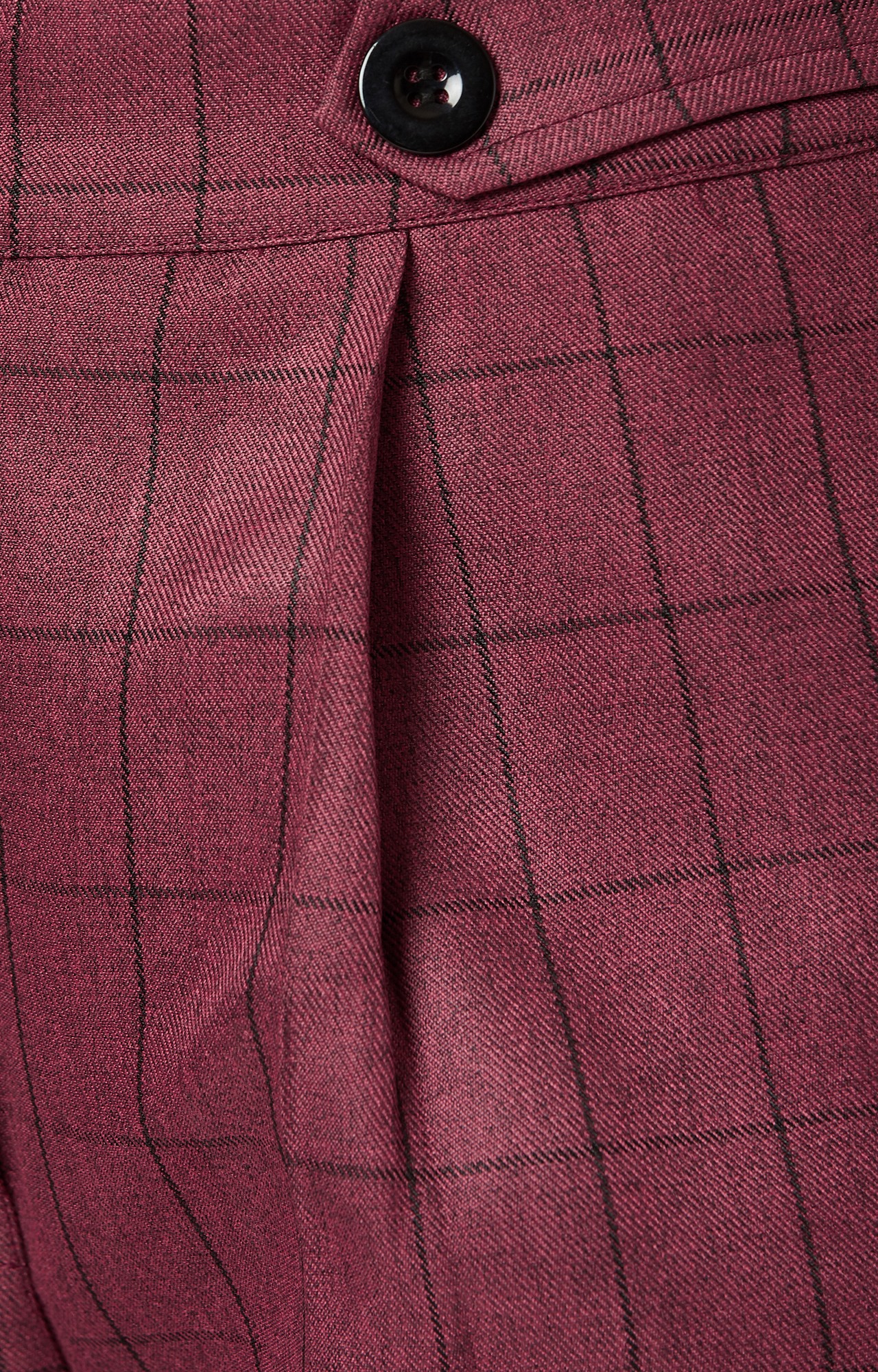 Women's Red Checked Pleated Chinos