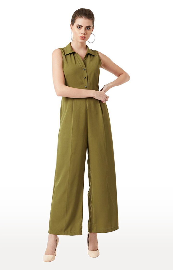 MISS CHASE | Women's Green Solid Jumpsuits