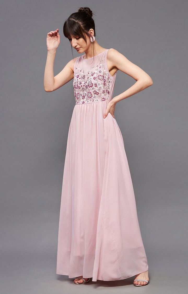 Women's Pink Georgette  Dresses