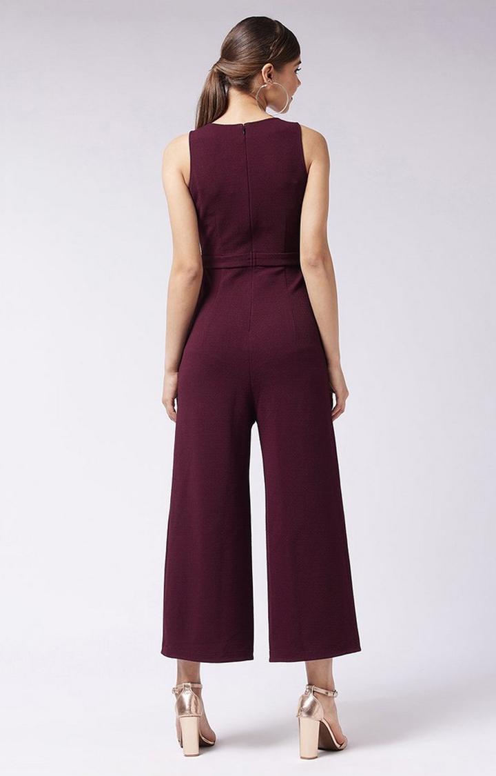 Women's Red Polyester  Jumpsuits
