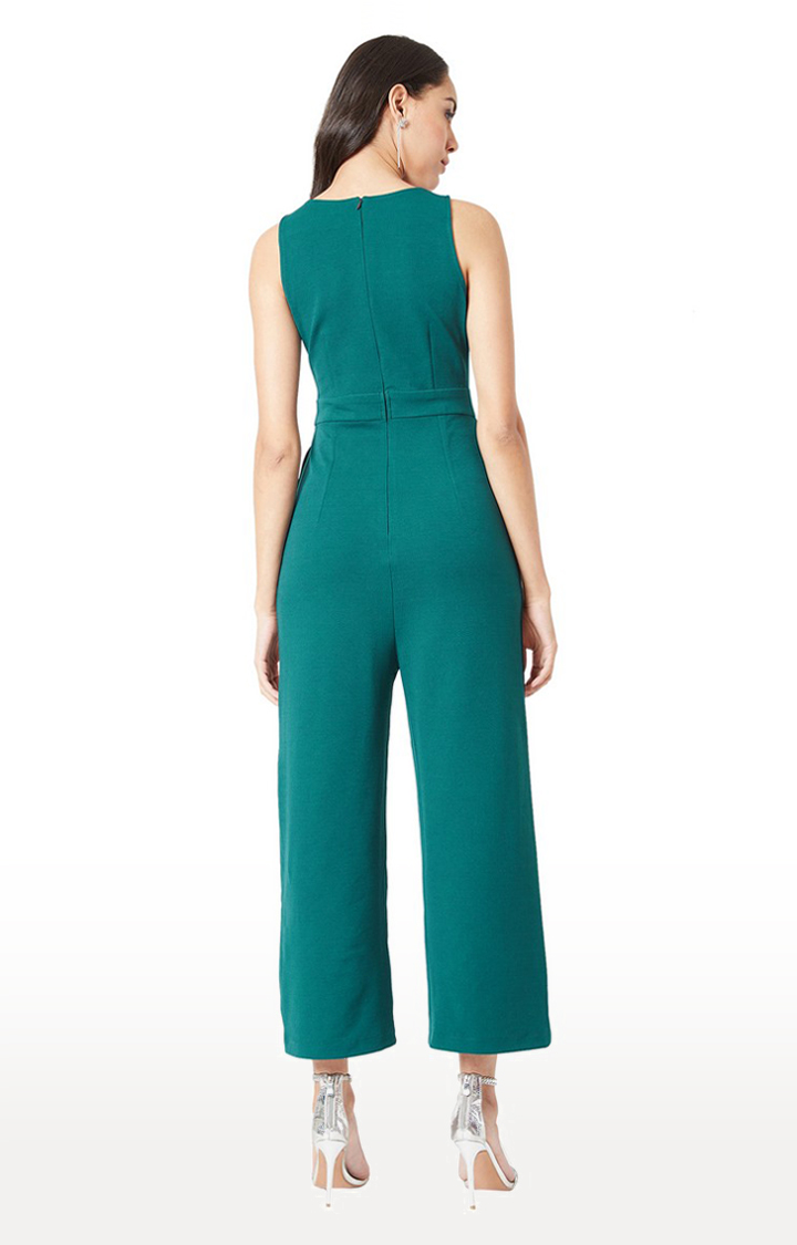Women's Green Polyester SolidCasualwear Jumpsuits