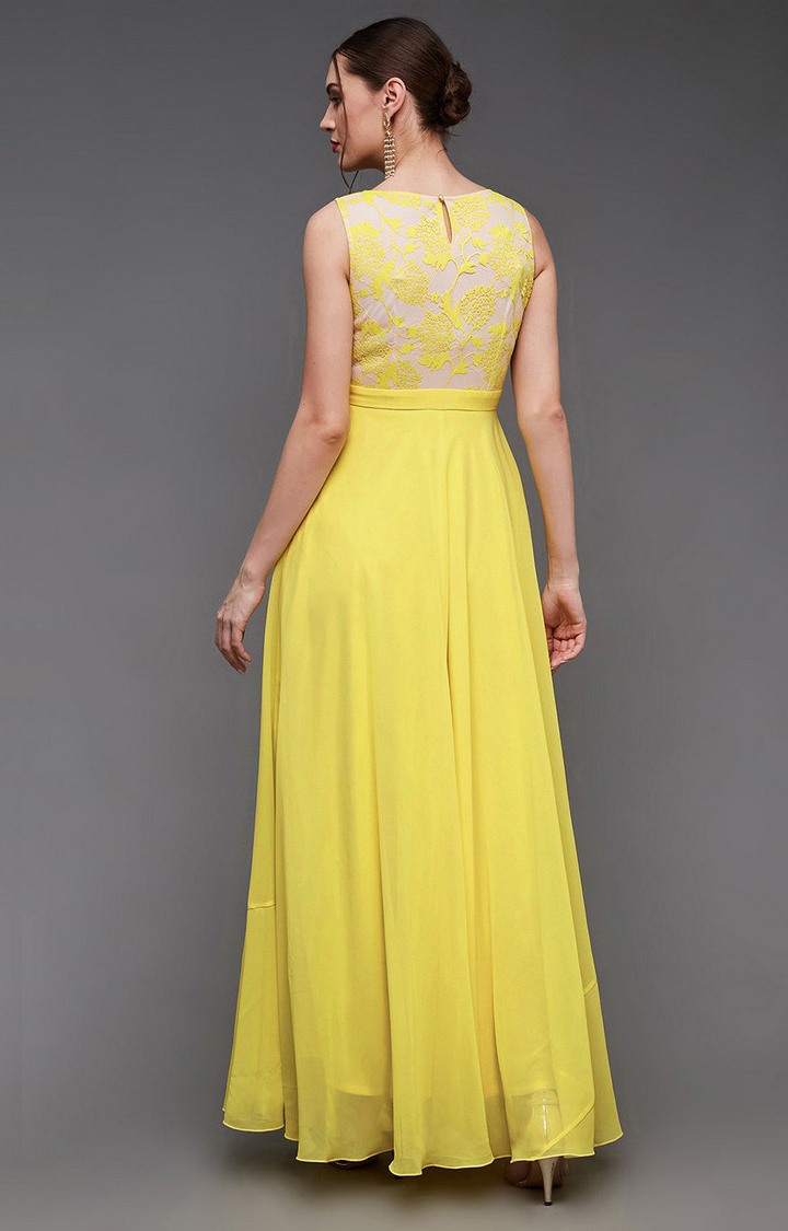 Women's Yellow Polyester  Dresses