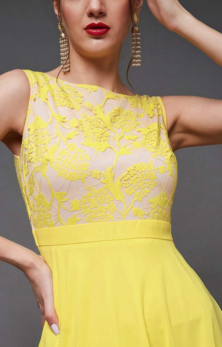 Women's Yellow Polyester  Dresses