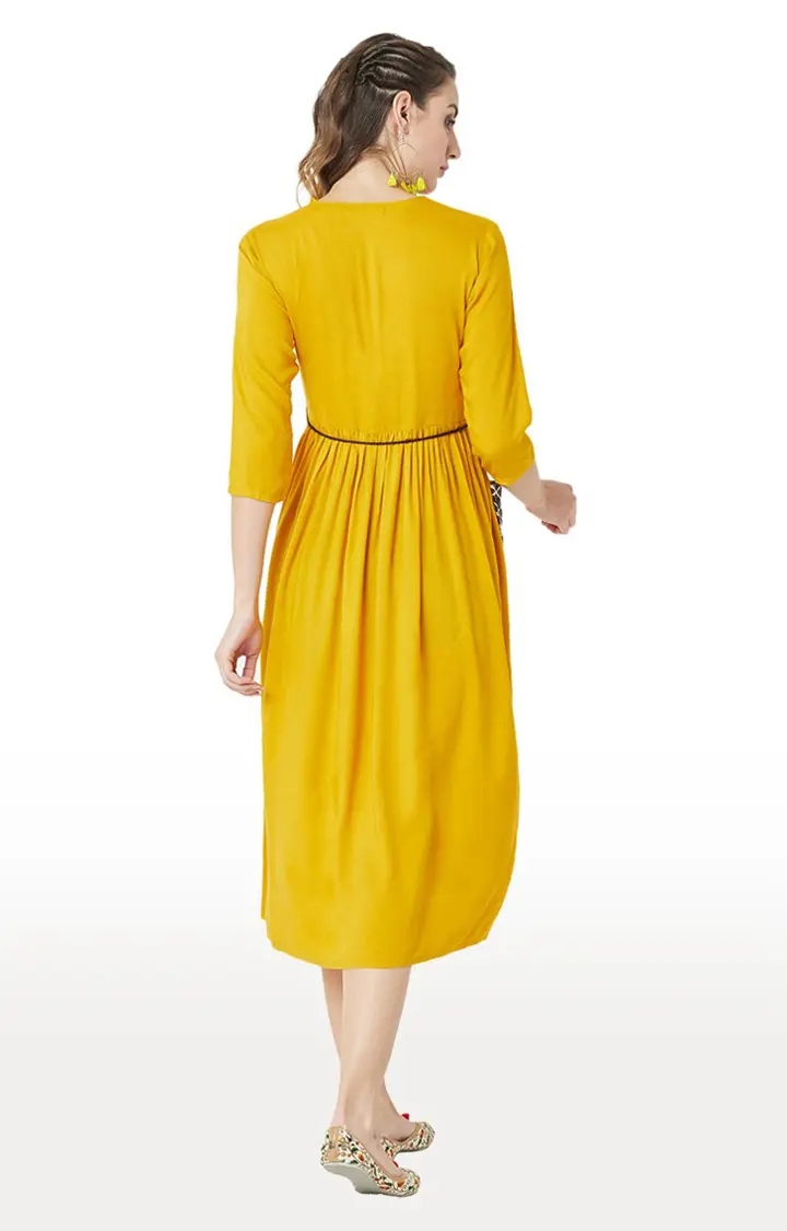 Women's Yellow Others SolidCasualwear Skater Dress