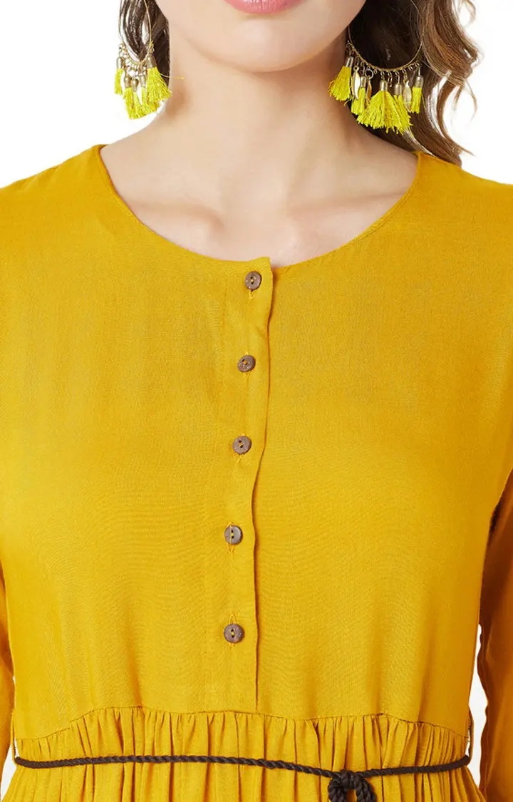 Women's Yellow Others SolidCasualwear Skater Dress