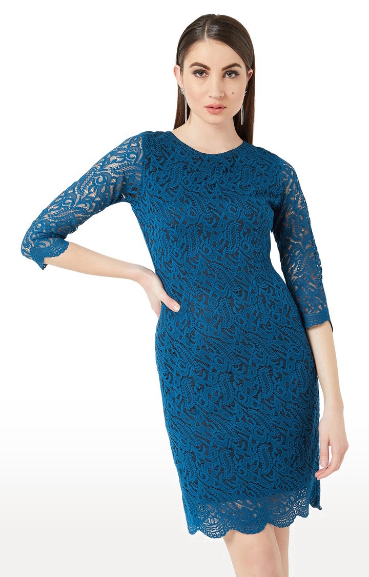 MISS CHASE | Women's Blue Floral Sheath Dress