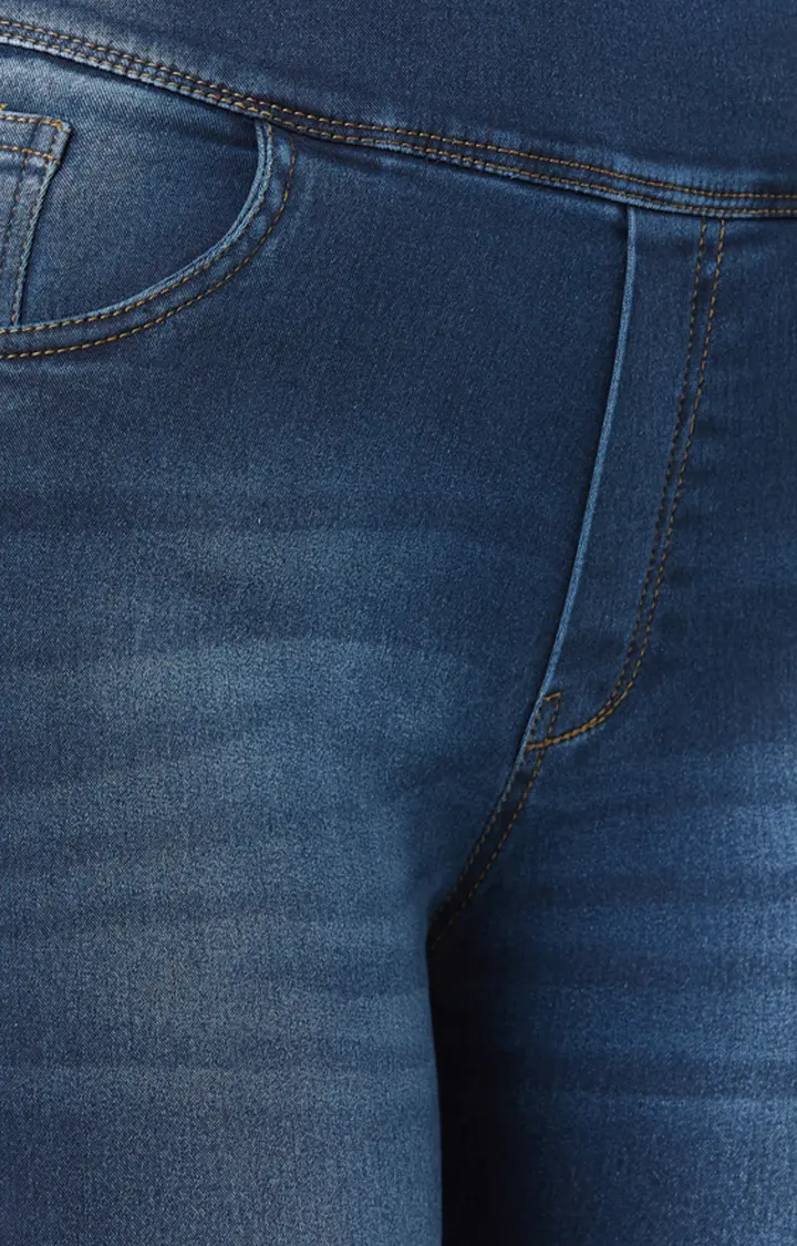 Women's Blue Solid Jeggings