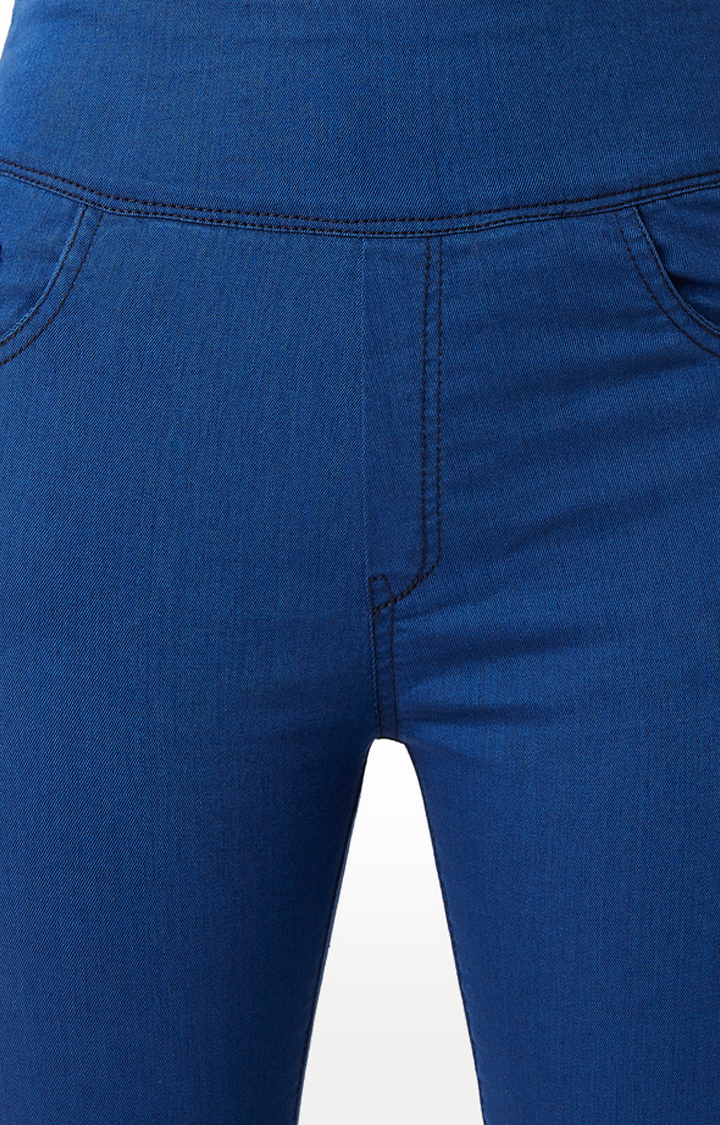 Women's Blue Solid Jeggings
