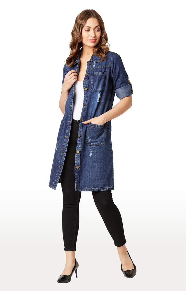 Women's Blue Denim RippedCasualwear Denim Jackets