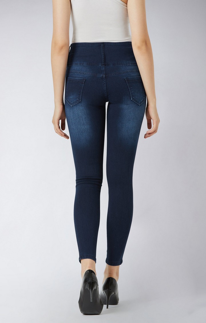 Women's Blue Solid Skinny Jeans