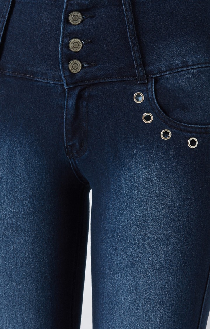 Women's Blue Solid Skinny Jeans