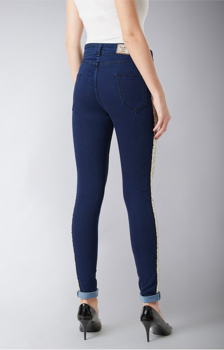 Women's Blue Solid Skinny Jeans