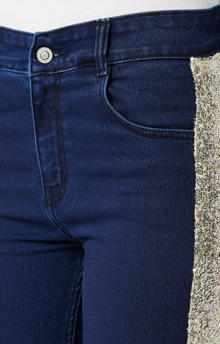 Women's Blue Solid Skinny Jeans