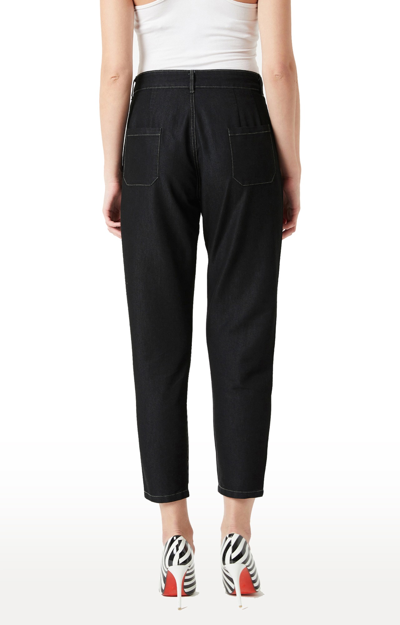 Women's Black Solid Boyfriend Jeans