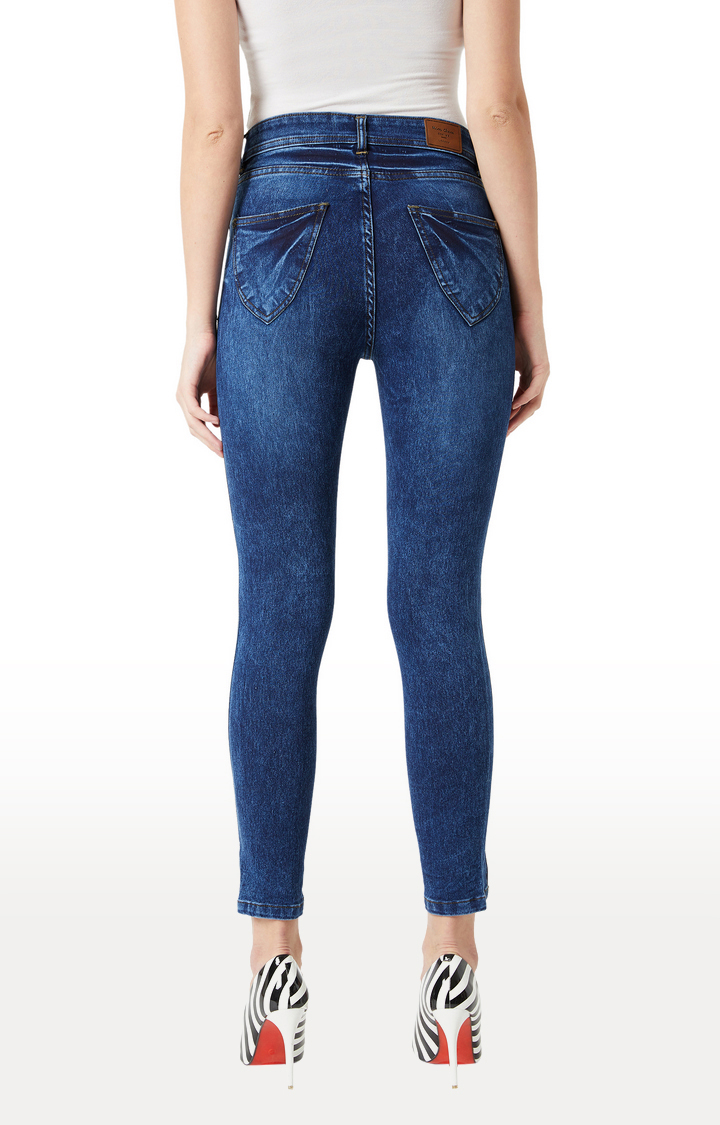 Women's Blue Solid Skinny Jeans