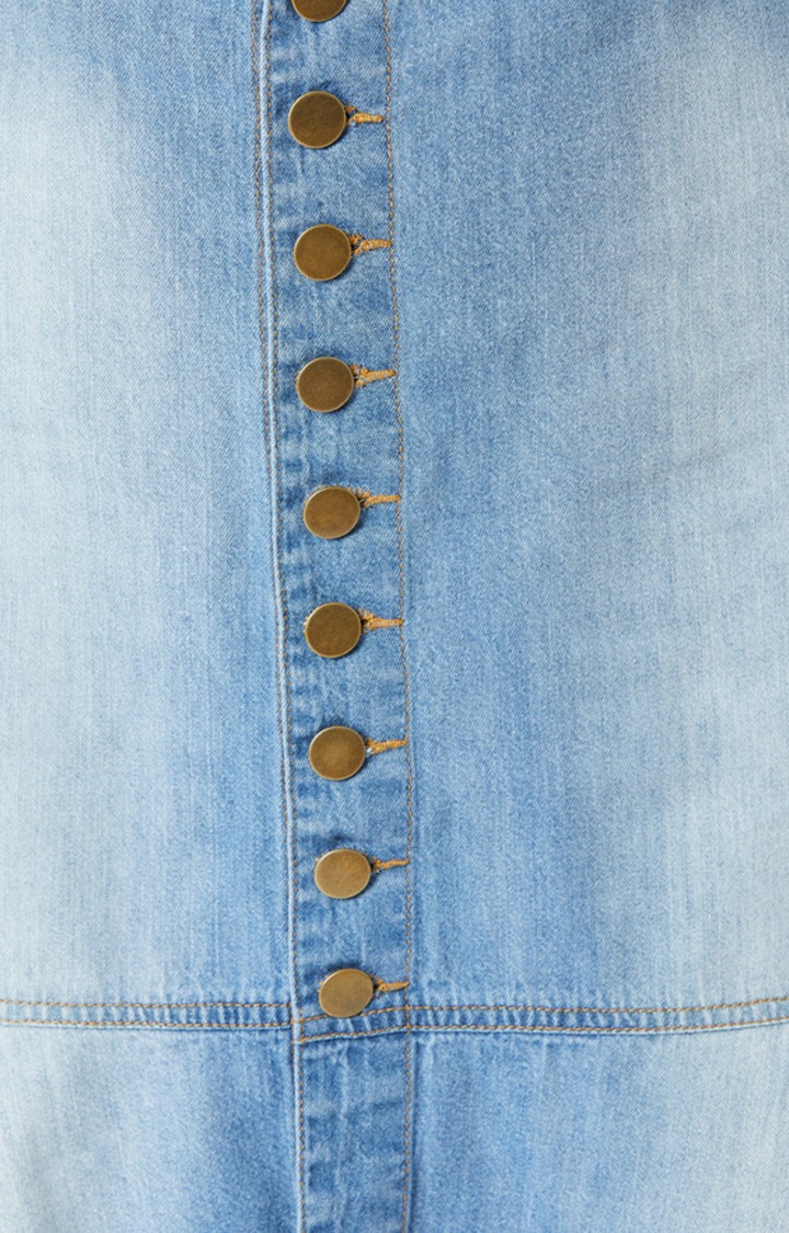 Women's Blue Solid Flared Skirt
