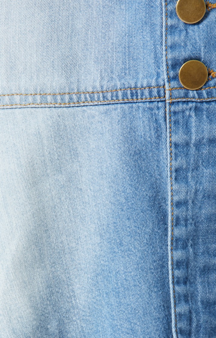 Women's Blue Solid Flared Skirt